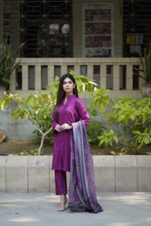 Aabroo - 3 Piece Stitched Cotton Dress