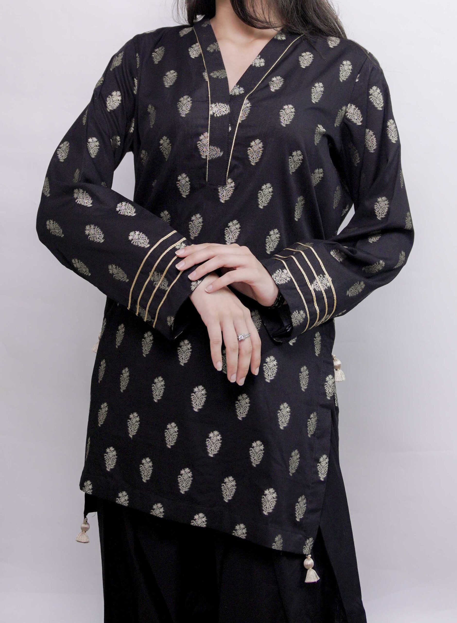 Siyah Noor - Black Jacquard Lawn - Image 4
