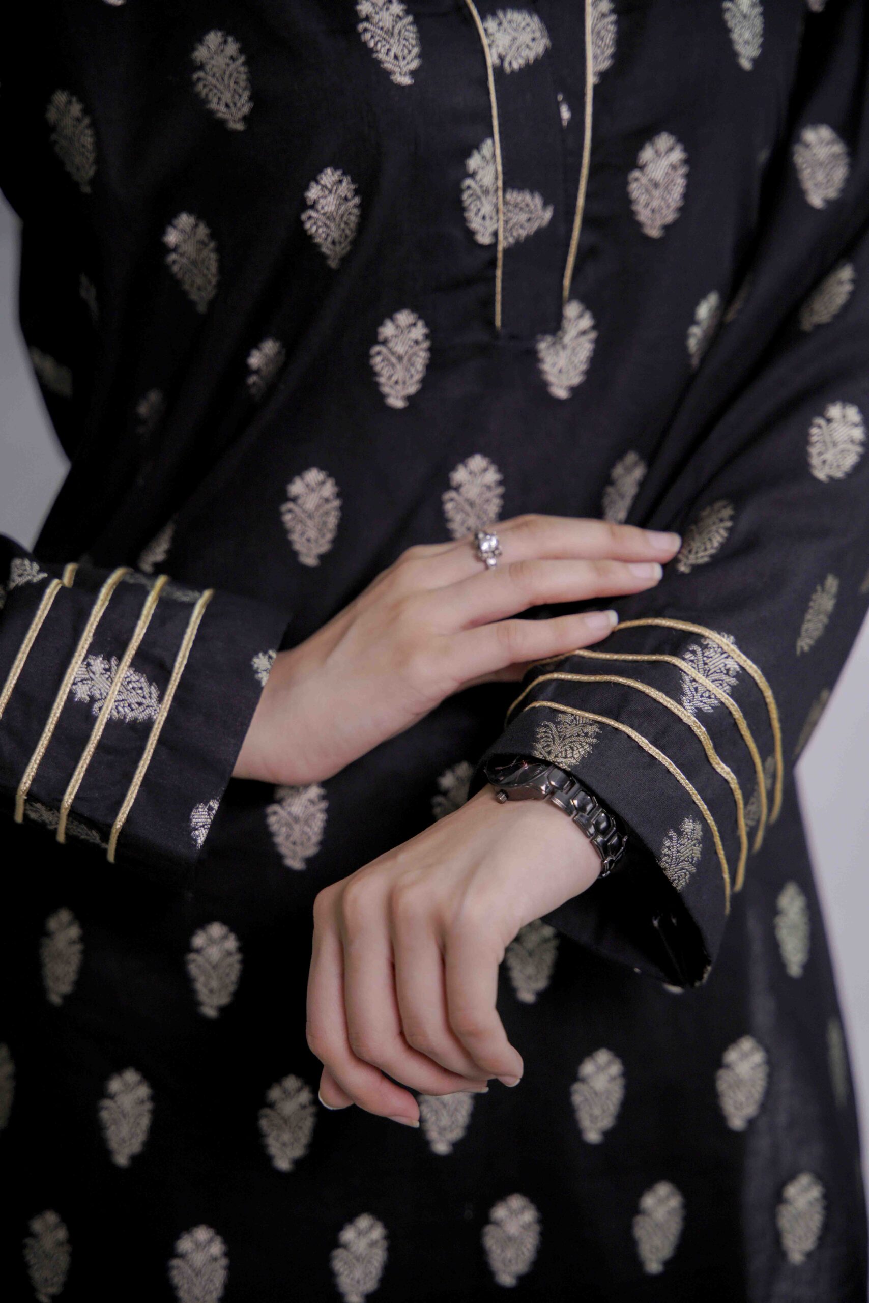 Siyah Noor - Black Jacquard Lawn - Image 5