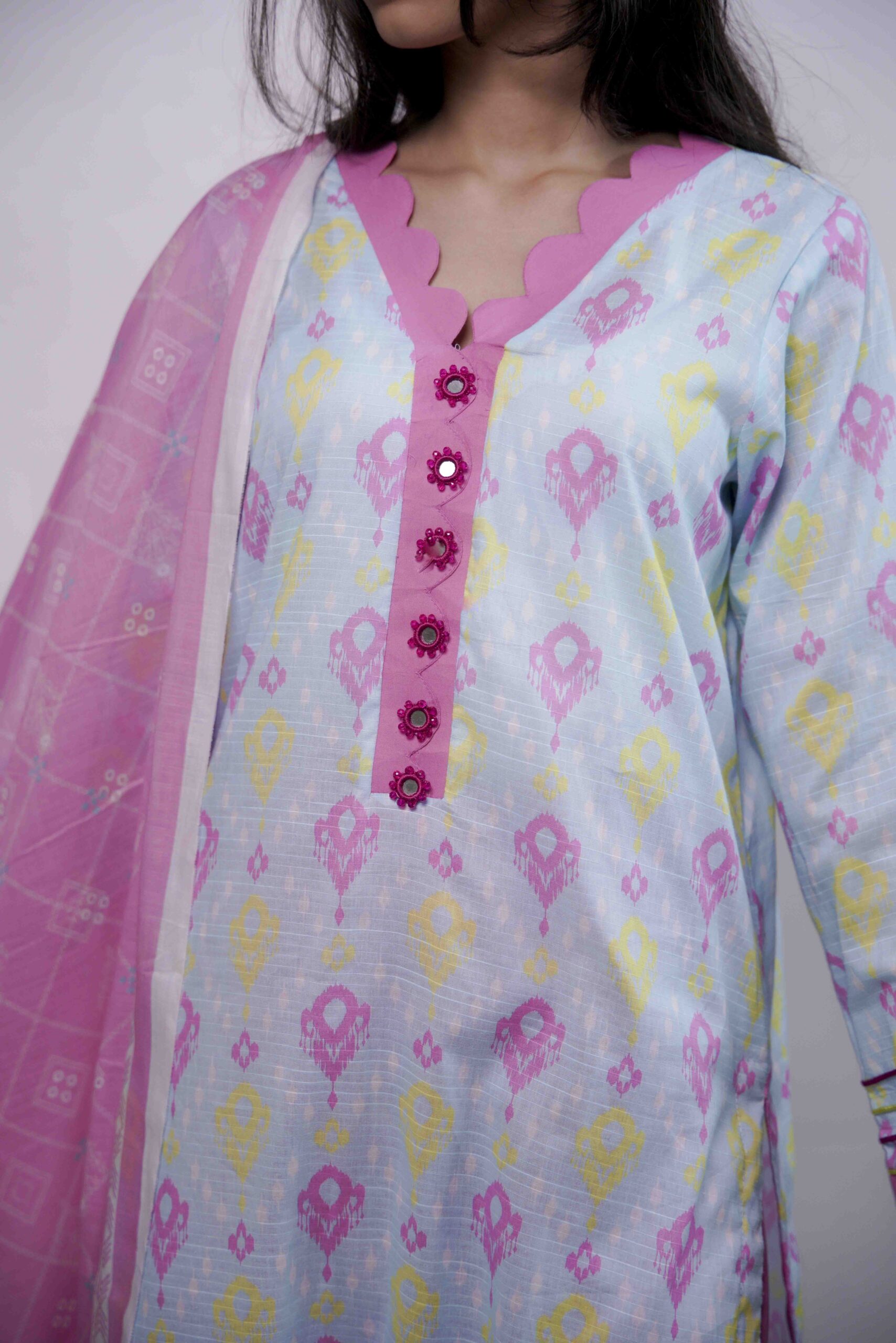 Riwayat - Blue Doriya Lawn 3 Piece Suit - Image 3